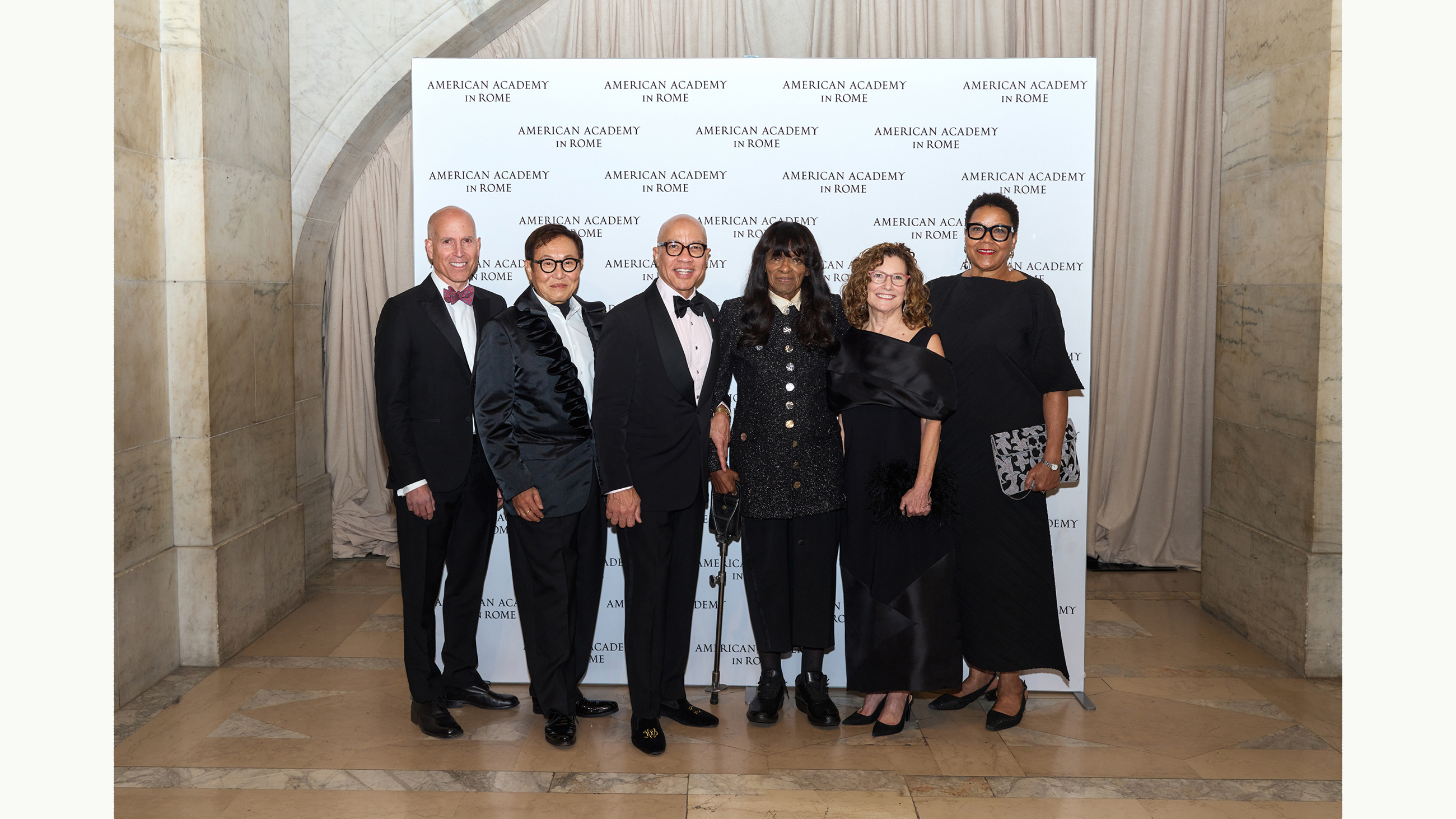 President &amp; CEO Dr. Peter N. Miller, Board Chair Calvin Tsao (2010 Resident), Honoree Darren Walker, Honoree Barbara Chase-Riboud (1958 Fellow), Gala Co-Chair Mary Margaret Jones (1998 Fellow, 2020 and 2023 Resident), and Gala Co-Chair Marilynn Davis.