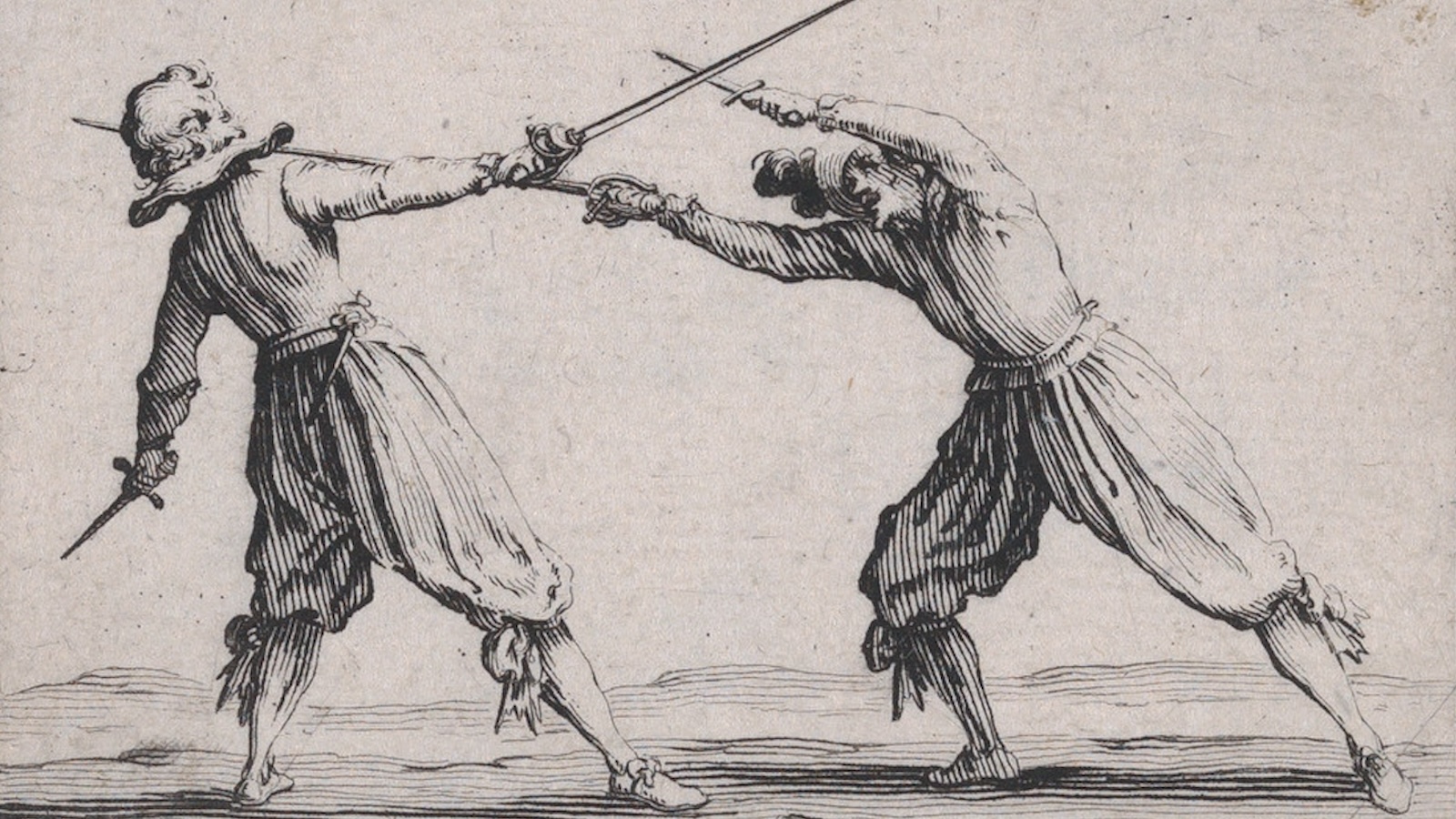 Etching of two men dueling
