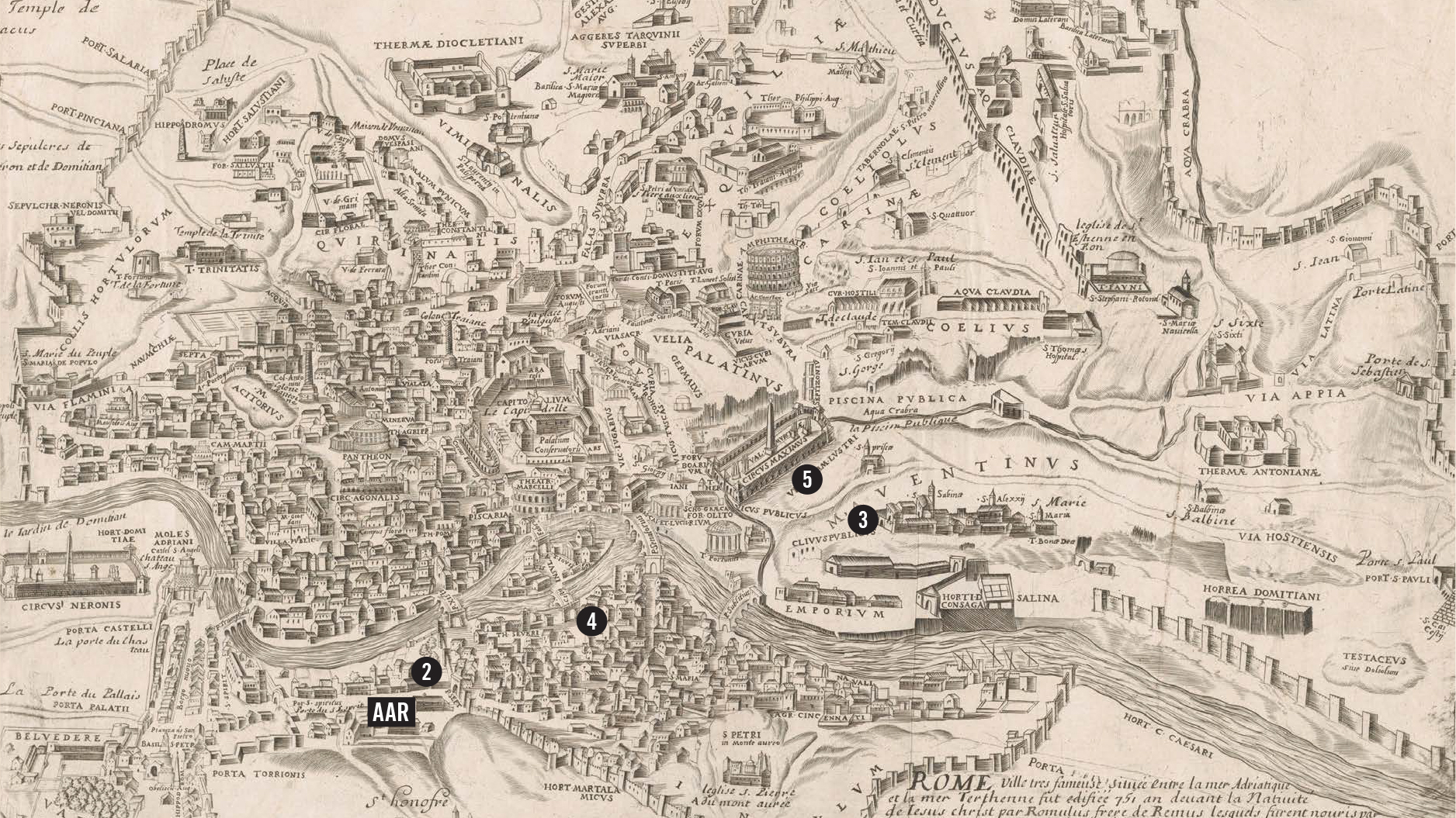 Reproduction of a map of ancient Rome from the medieval era