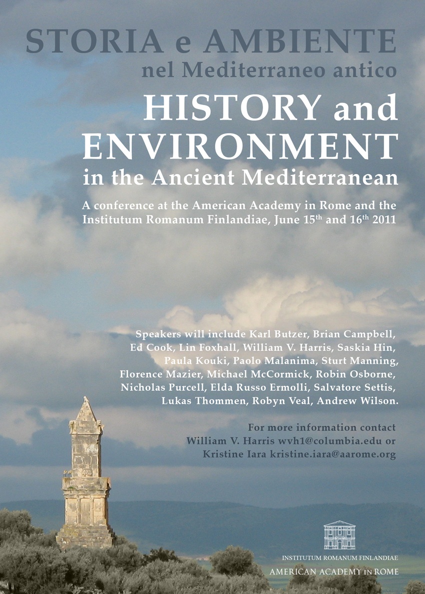 In Rome, a Conference on History and Environment in the Ancient Mediterranean (15-16 June 2011)