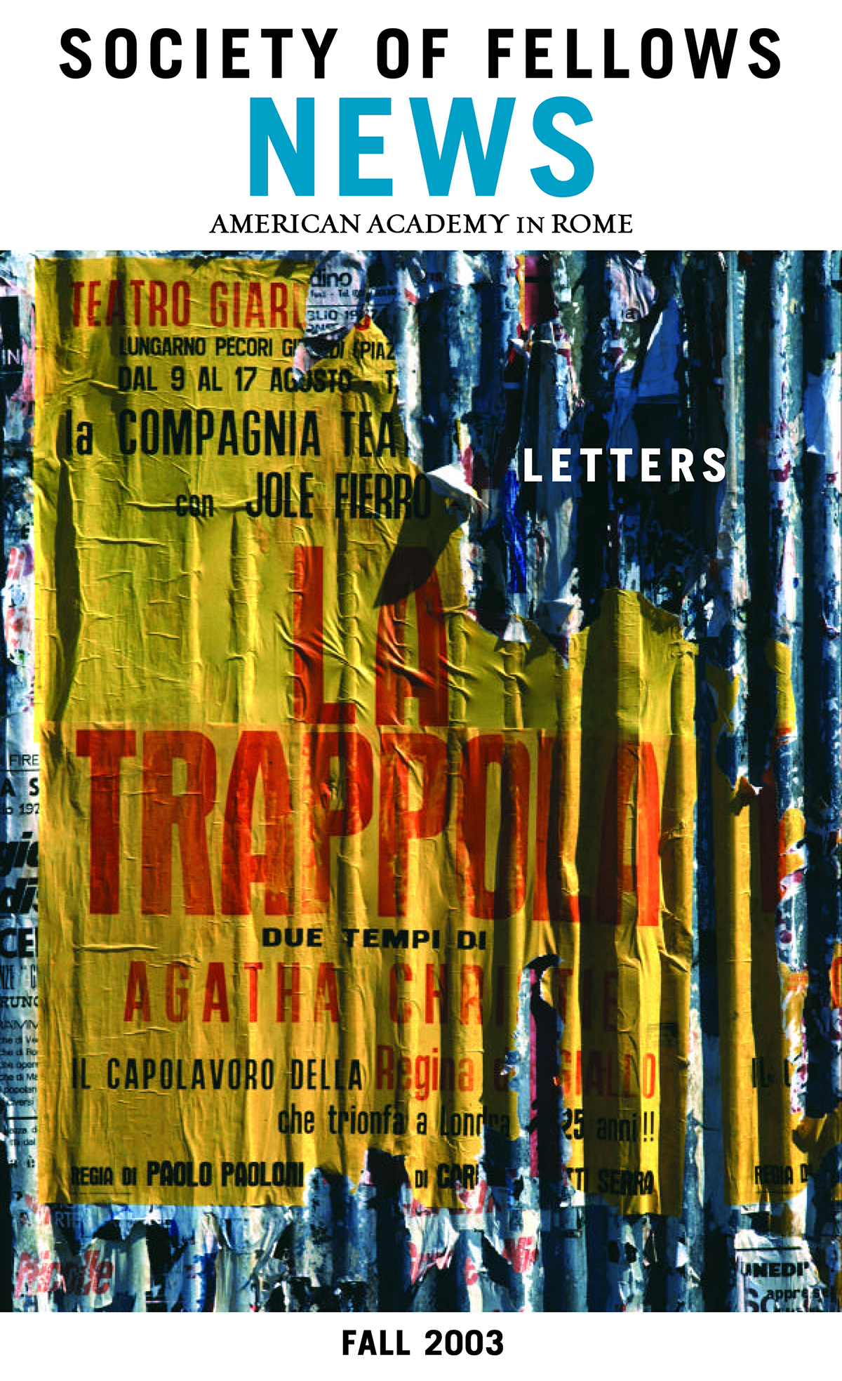 Cover of the Fall 2003 issue of Society of Fellows News