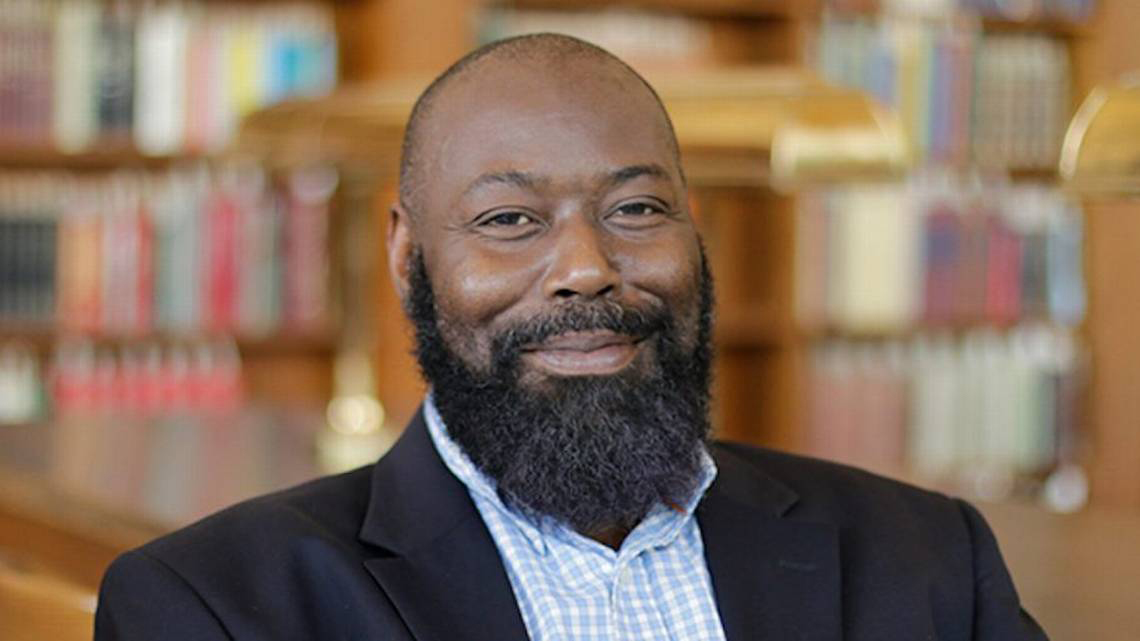 Color portrait of the head and shoulders of the African American writer Randall Kenan