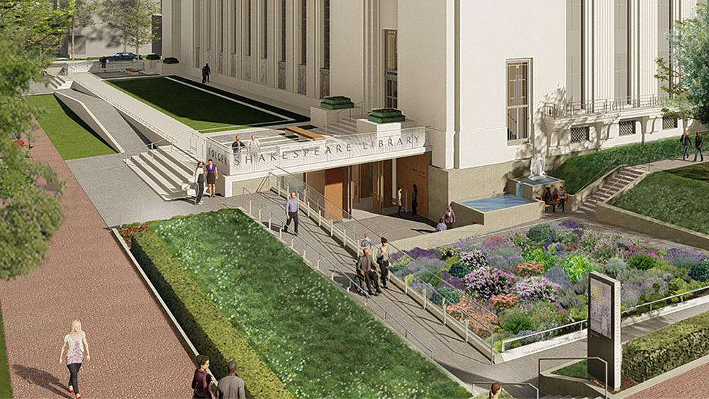 Architect's digital rendition of a renovated building