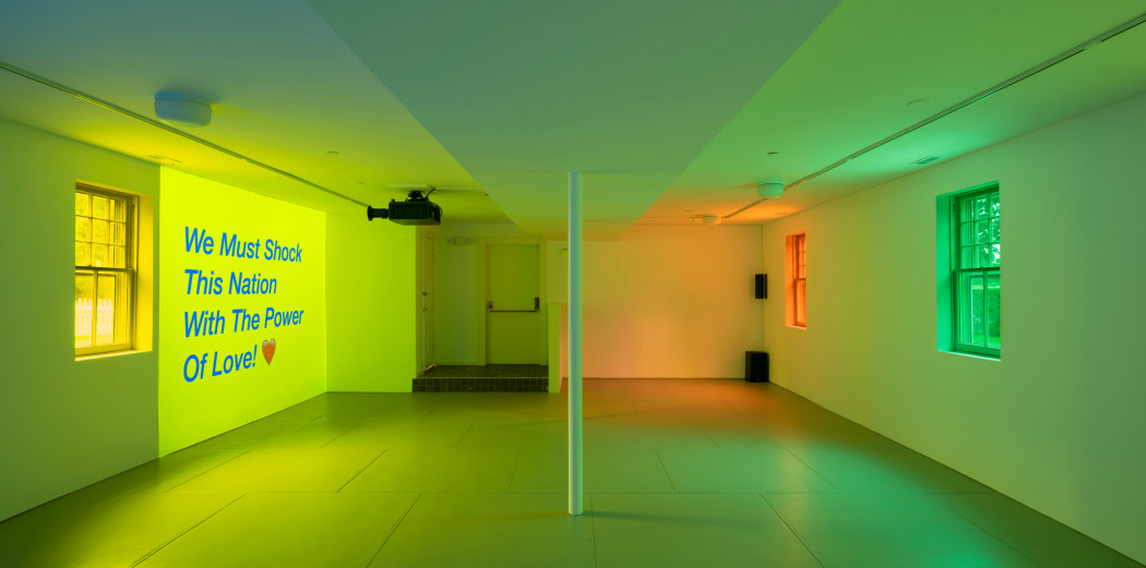 A gallery space with multimedia installation